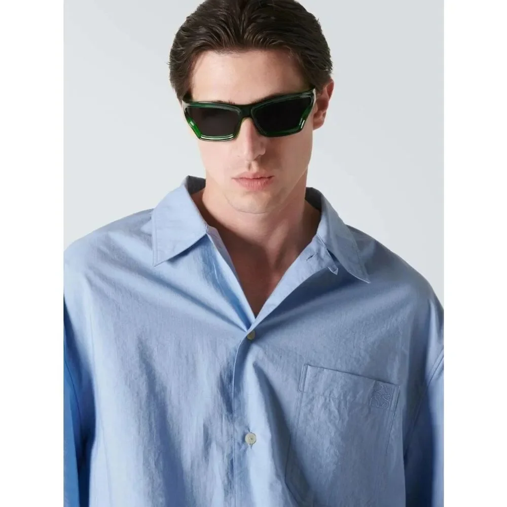 Loewe x PAULA'S IBIZA Men Sunglasses Green Smoke Wraparound LW40143U 98A